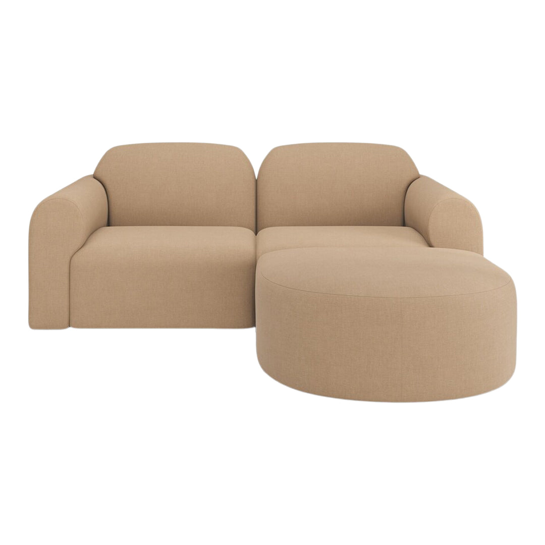 Bulky Pre-Configured Two-Seater Sofa w/ Semi-Circle Footstool