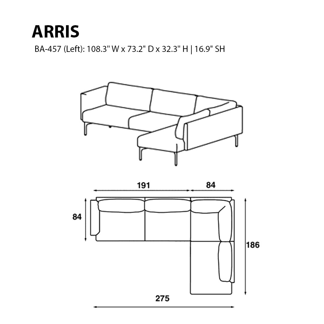 Arris Sofa - L-Shaped w/ Wide Arms (108.3" W)