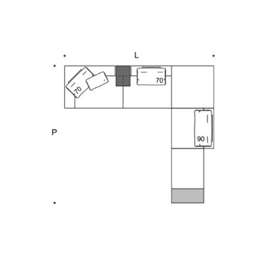 Ananta L-Shaped Sectional Sofa w/ Two Tables Composition