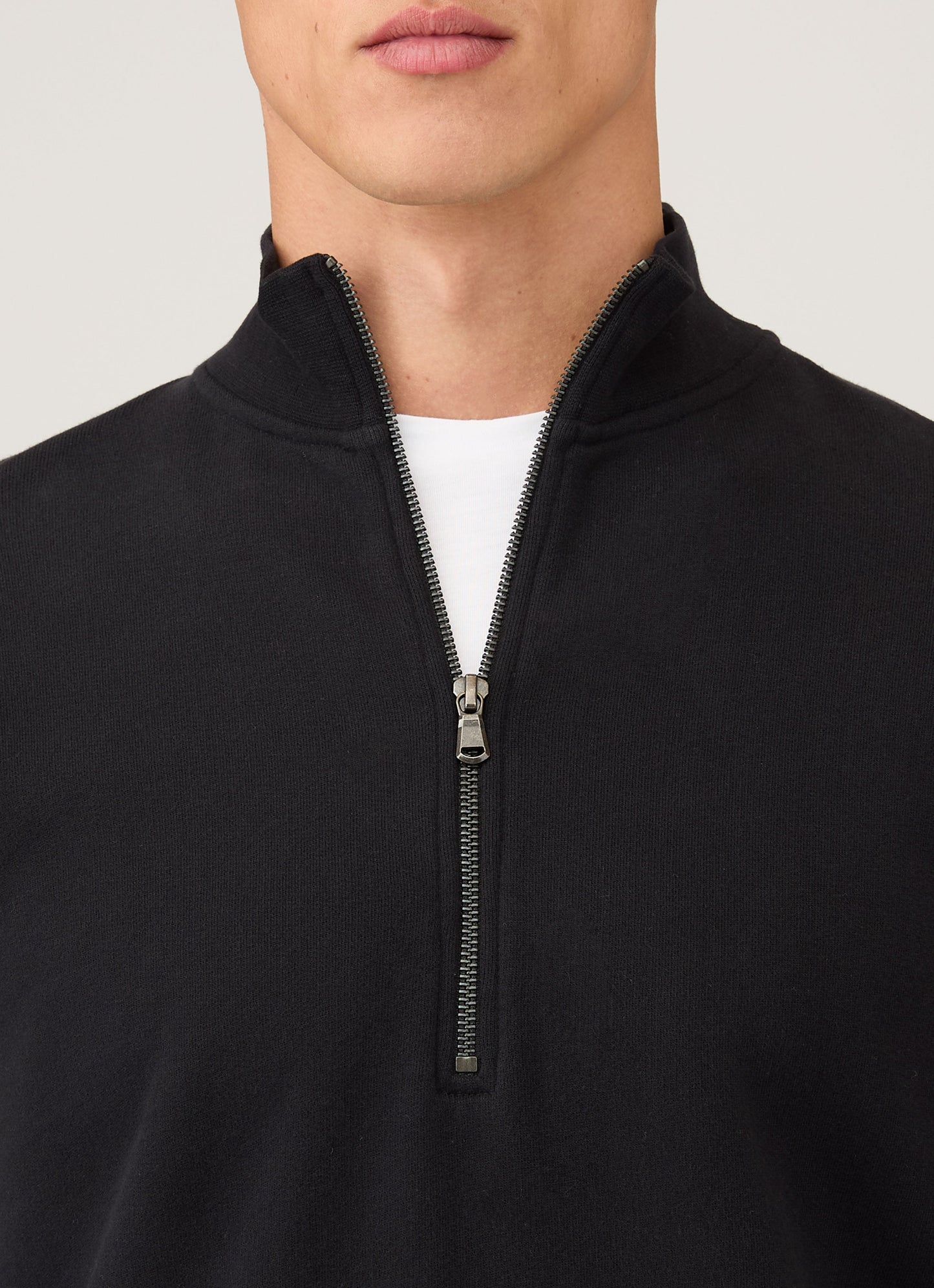 Mens Half Zip Loopback Sweatshirt In Black