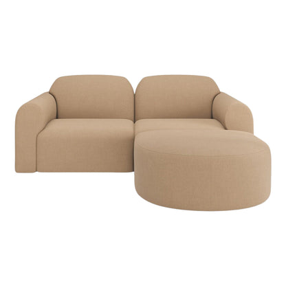 Bulky Pre-Configured Two-Seater Sofa w/ Semi-Circle Footstool