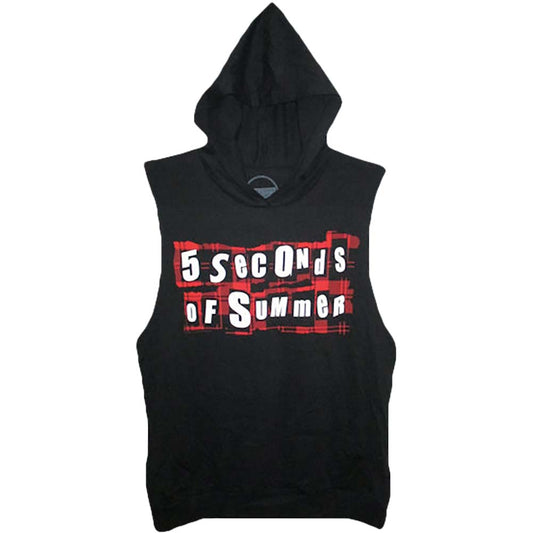 5 Seconds Of Summer Plaid Logo Girls Jr Hooded Sweatshirt
