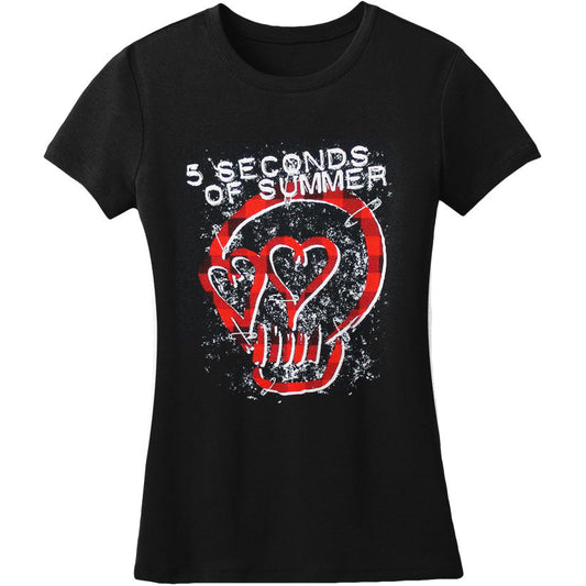 5 Seconds Of Summer Plaid Skull Soft Junior Top