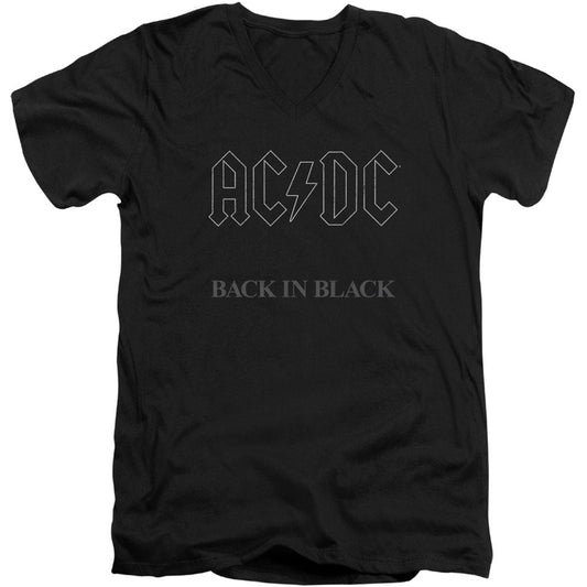 AC/DC Back In Black Adult V Neck Slim Fit T-shirt