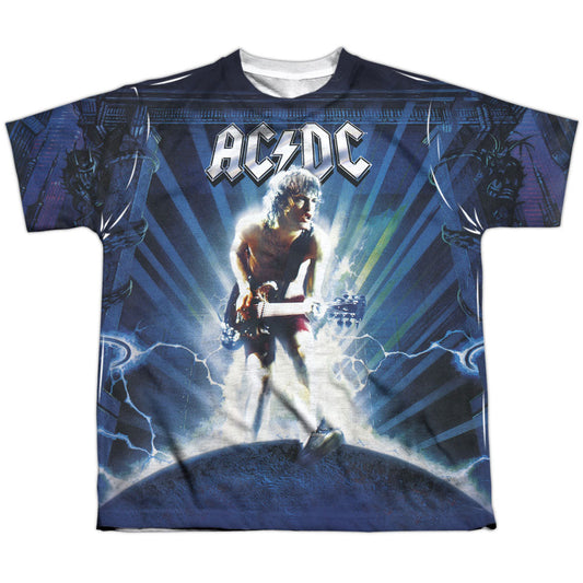 AC/DC Lightning Youth 100% Poly Front/Back Print Sublimation T-shirt