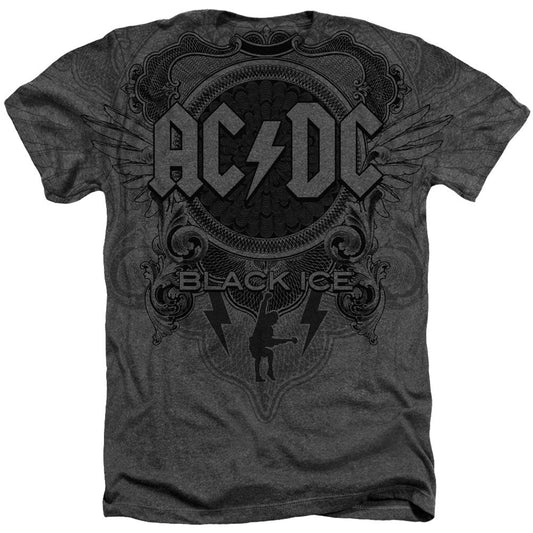 AC/DC Black Ice Motion Adult Heather 40% Poly T-shirt