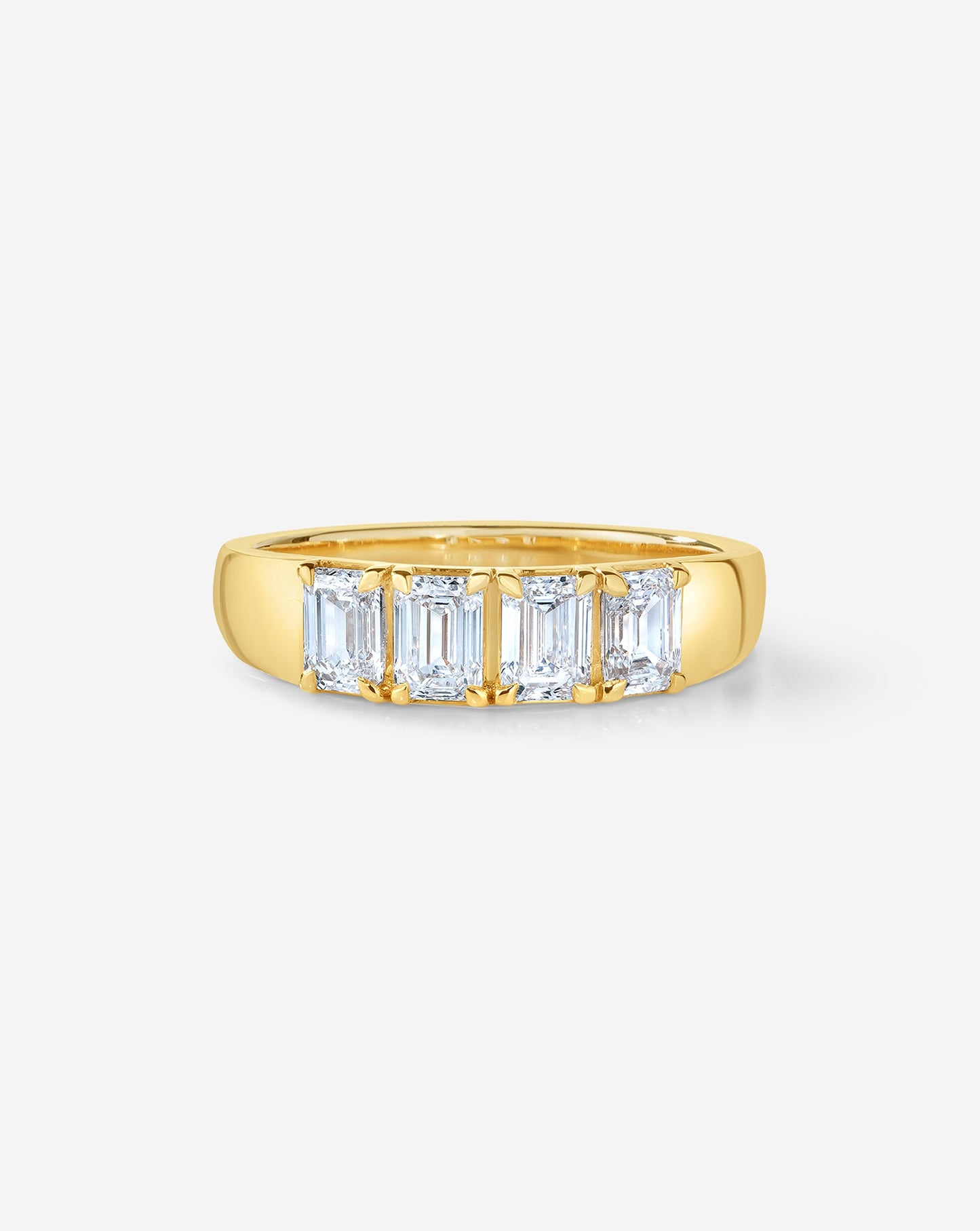 4-Stone Emerald Diamond Wedding Band