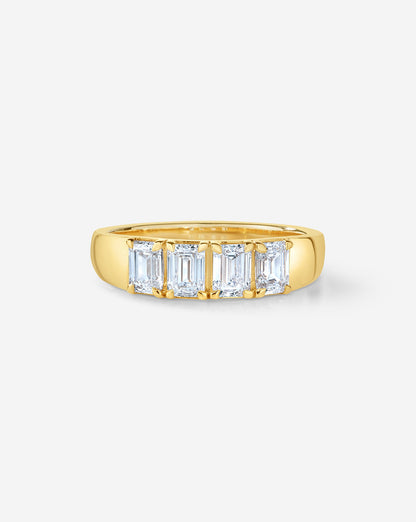 4-Stone Emerald Diamond Wedding Band