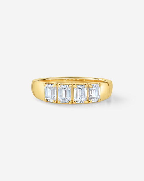 4-Stone Emerald Diamond Wedding Band