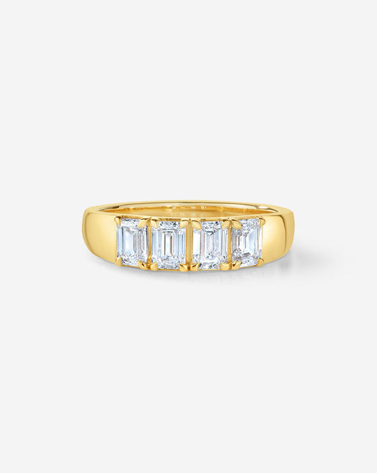 4-Stone Emerald Lab Diamond Wedding Band
