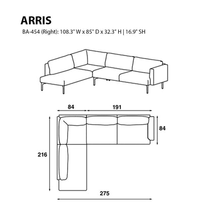 Arris Sofa - L-Shaped w/ Wide Arms (108.3" W)