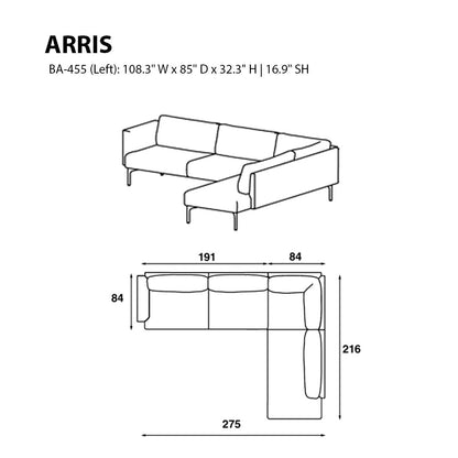 Arris Sofa - L-Shaped w/ Wide Arms (108.3" W)