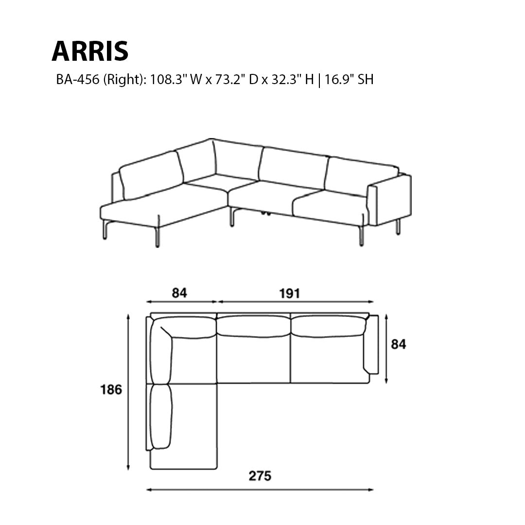 Arris Sofa - L-Shaped w/ Wide Arms (108.3" W)