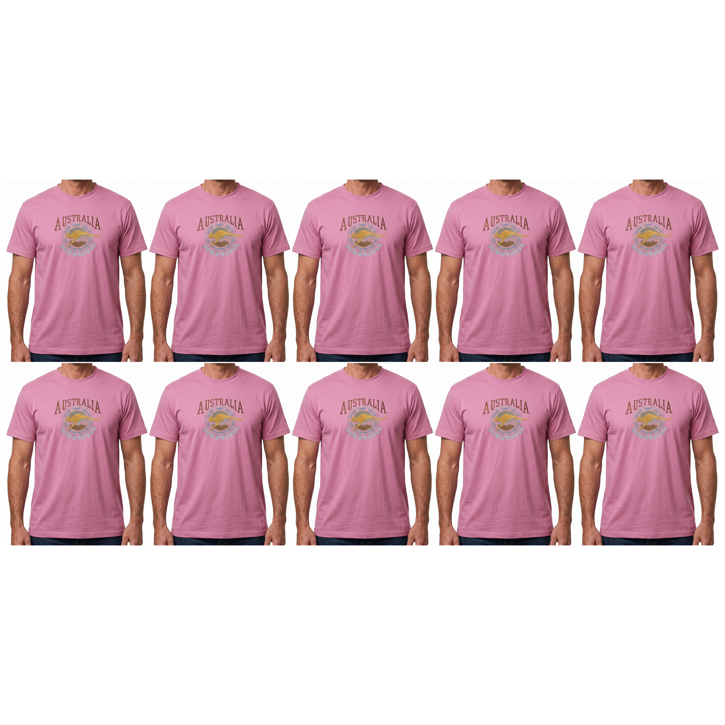 10X Adult Kangaroo Down Under Australia T Shirt Bulk Pack Pink 100 Cotton Souvenir Gift Tee Top