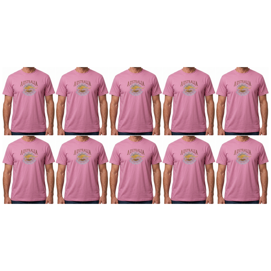 10X Adult Kangaroo Down Under Australia T Shirt Bulk Pack Pink 100 Cotton Souvenir Gift Tee Top