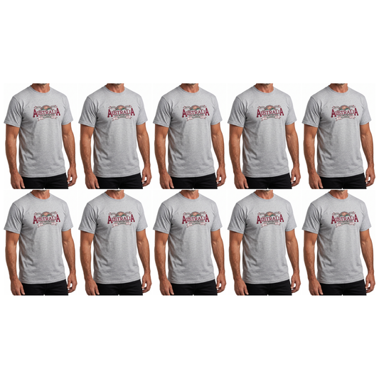 10X Adult Australian Wilderness Souvenir T Shirt Bulk Pack Grey 100 Cotton Tee Top