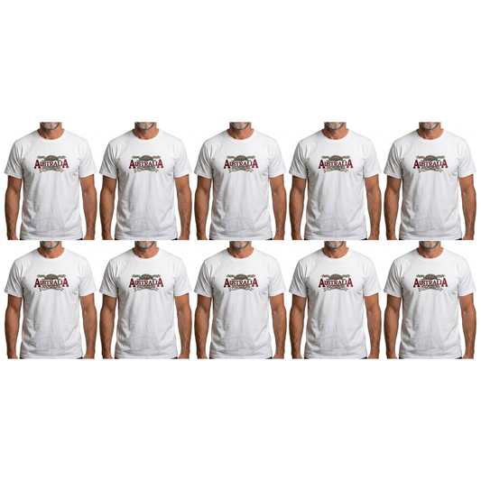 10X Adult Australian Wilderness Souvenir T Shirt Bulk Pack White 100 Cotton Tee Top