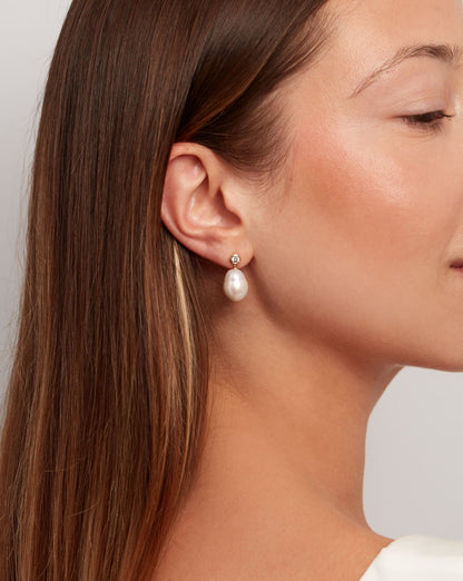 Baroque Pearl + Diamond Earrings