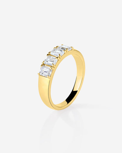 4-Stone Emerald Diamond Wedding Band