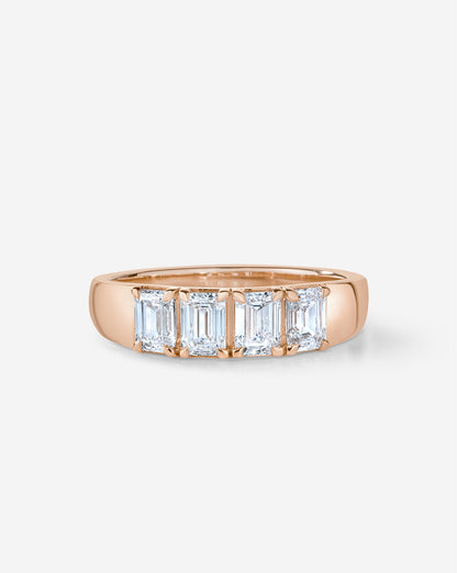 4-Stone Emerald Diamond Wedding Band