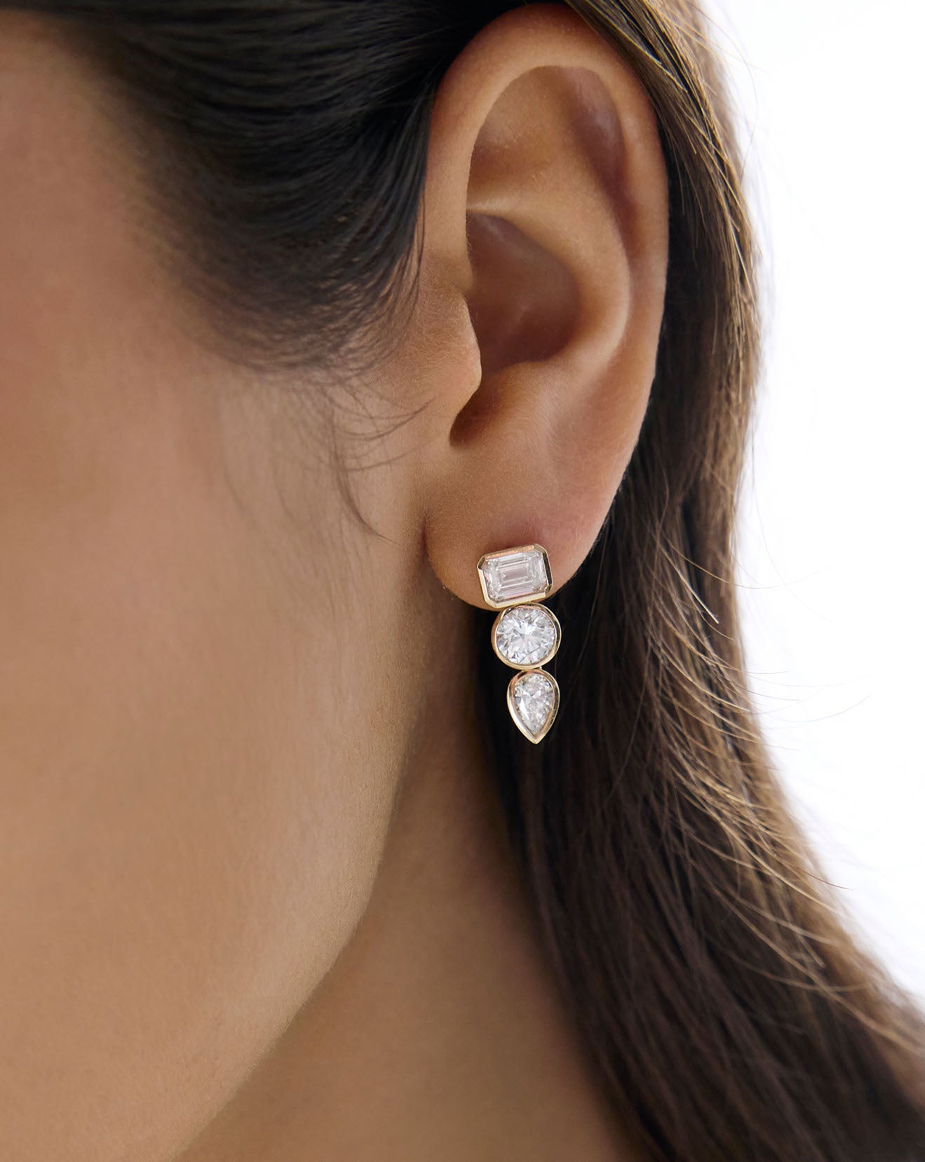 Bezel Mixed Shape Drop Earrings