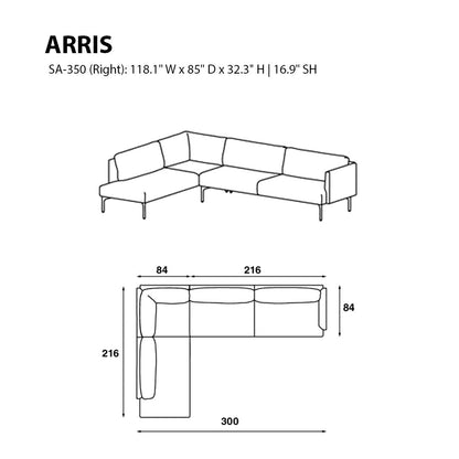 Arris Sofa - L-Shaped w/ Slender Arms (118.1" W)