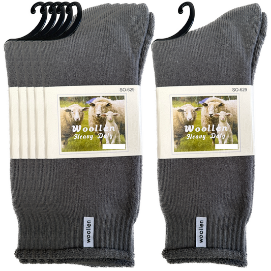 12 Pairs Premium Mens Wool Heavy Duty Thick Work Socks Cushion Woolen Grey