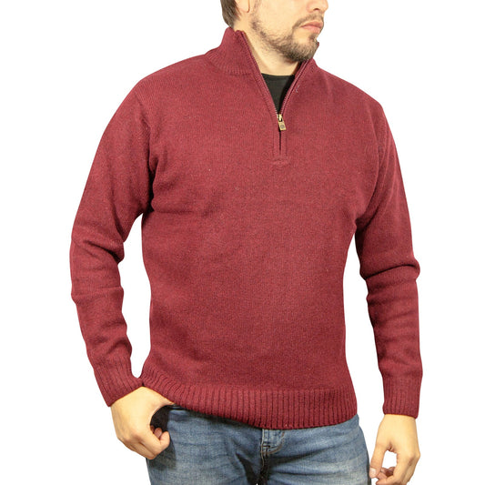 100 Shetland Wool Half Zip Up Knit Jumper Pullover Mens Sweater Knitted 1