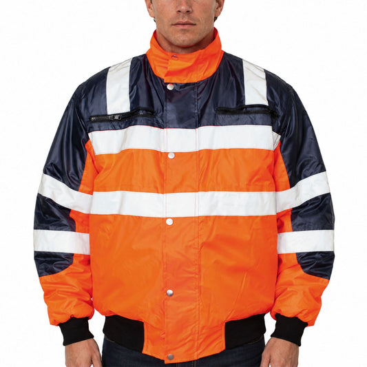 3 In 1 Hi Vis Quilted Safety Bomber Jacket Waterproof Reflective Workwear