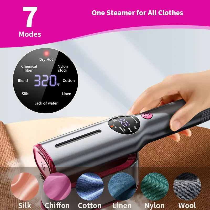 Portable Iron Steamer Combo Travel Steam Generators, 7 Modes with LED Display, Fast Heating, 90° Swivel Handle, 1-Button Start, Travel Stuff, New Year Gift