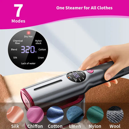 Portable Iron Steamer Combo Travel Steam Generators, 7 Modes with LED Display, Fast Heating, 90° Swivel Handle, 1-Button Start, Travel Stuff, New Year Gift
