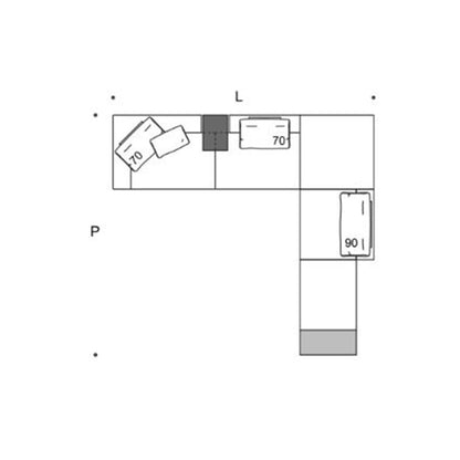 Ananta L-Shaped Sectional Sofa w/ Two Tables Composition
