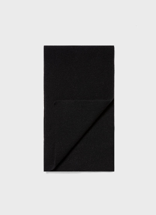 Recycled Cashmere Ribbed Scarf In Black