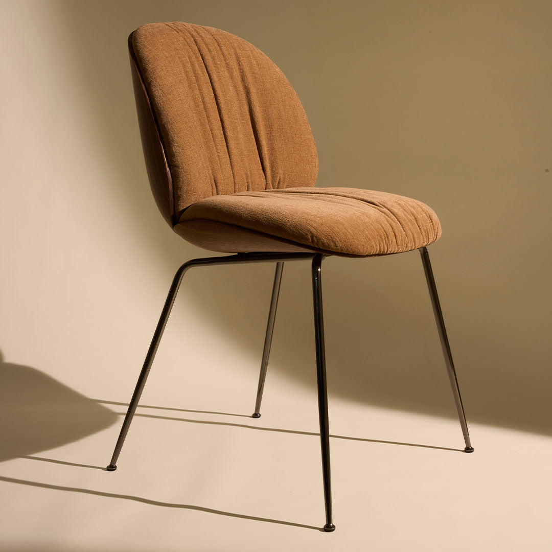 Beetle Soft Dining Chair - Conic Base - Front Upholstered - Veneer Shell