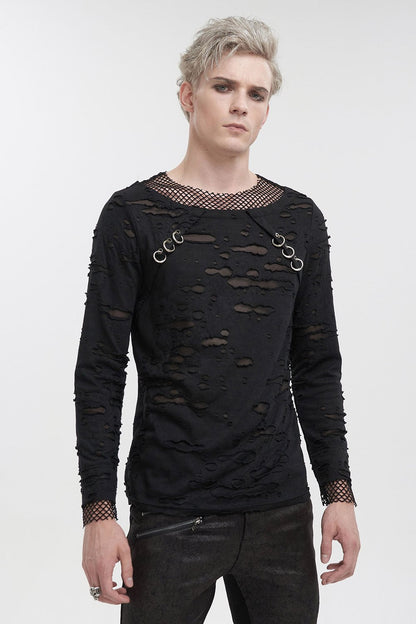 Black Whiskey Distressed Top