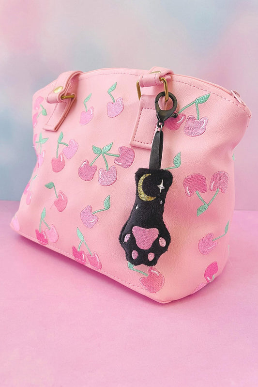 Celestial Cat Paw Plush Bag Charm Keychain [Black]