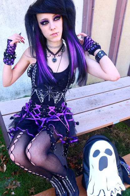 Chai Mini Skirt [BLACK/PURPLE]