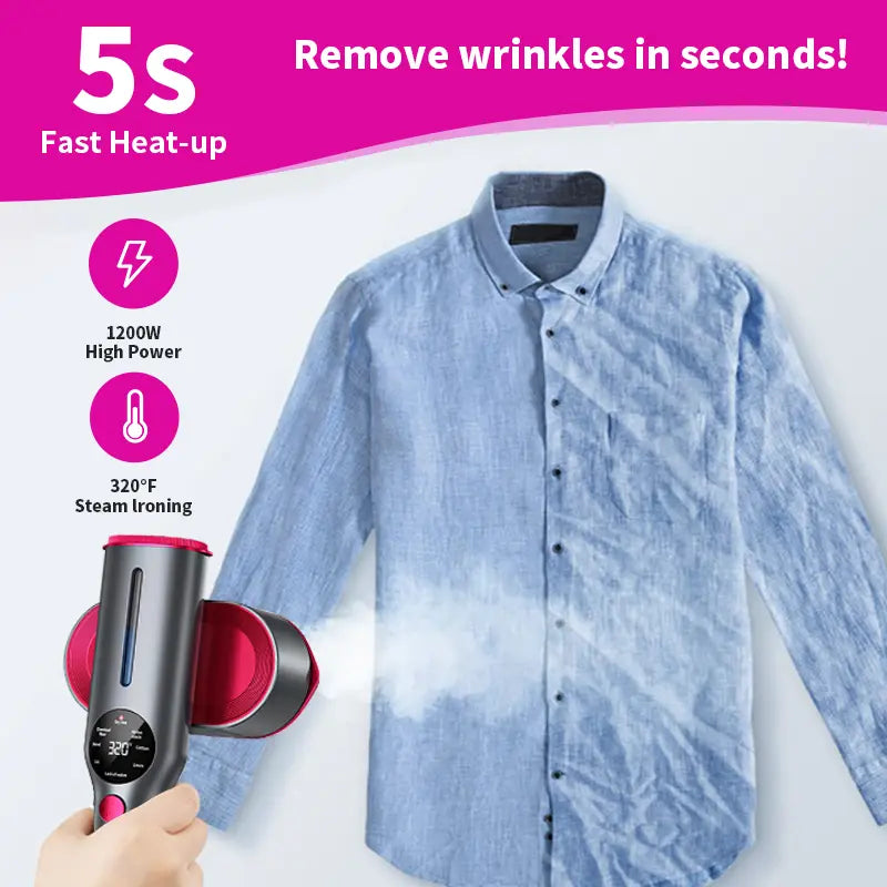 Portable Iron Steamer Combo Travel Steam Generators, 7 Modes with LED Display, Fast Heating, 90° Swivel Handle, 1-Button Start, Travel Stuff, New Year Gift