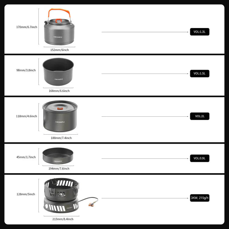 FIREMAPLE Cooking Kit W/gas Burner