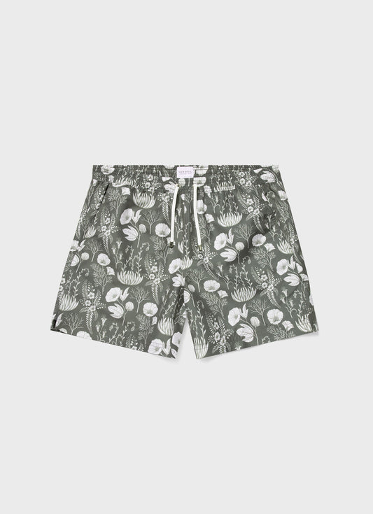 Mens Leaf Print Swim Short In Pale Khaki Ksmshr3705P Gnhk