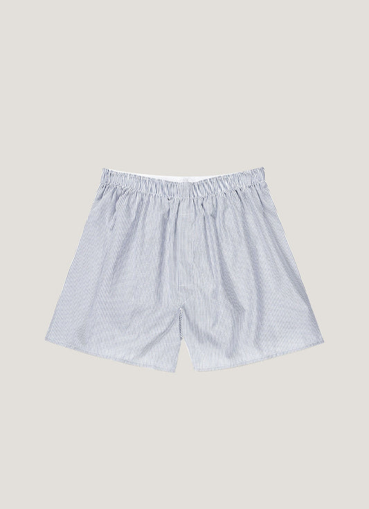 Mens Poplin Cotton Boxer Short In White Navy Light Blue Pinstripe Mbox4700 Stay