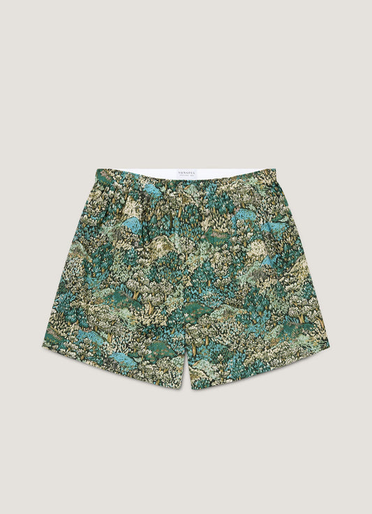 Mens Classic Boxer Shorts In Liberty Fabric In Hillside Green Mbox4701L Gnir