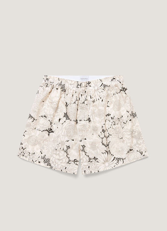 Mens Classic Boxer Shorts In Liberty Fabric In White English Bloom Mbox4701L Whib