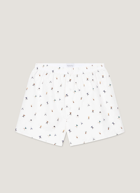 Mens Classic Boxer Shorts In Snow Angel Print Mbox4701P Whie