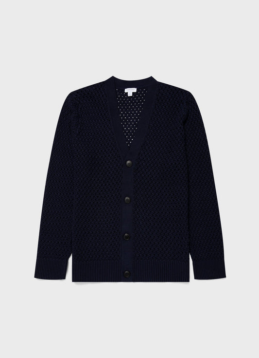 Mens Open Stitch Cardigan In Navy Mcar8236 Buaa