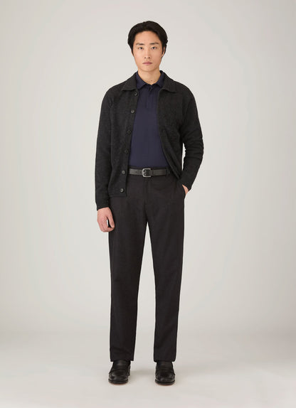 Men's Lambswool Cardigan in Charcoal Melange