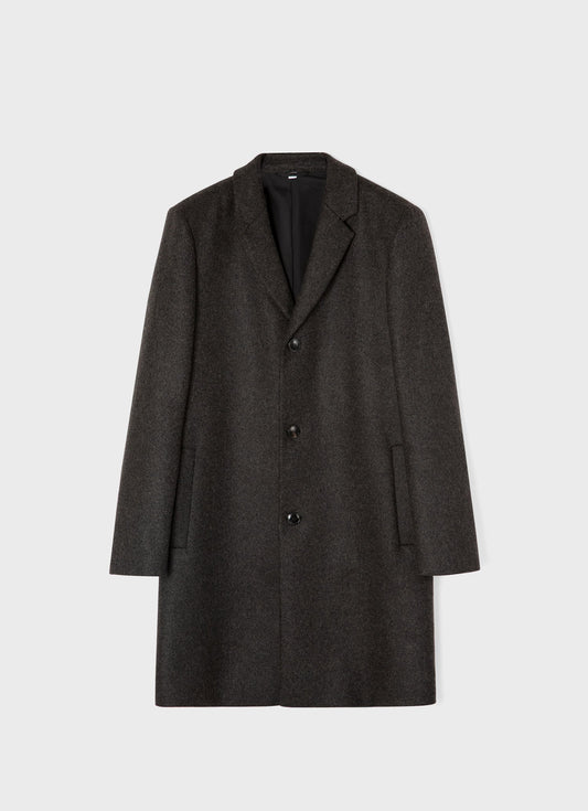 Mens Wool Cashmere Overcoat In Charcoal Melange