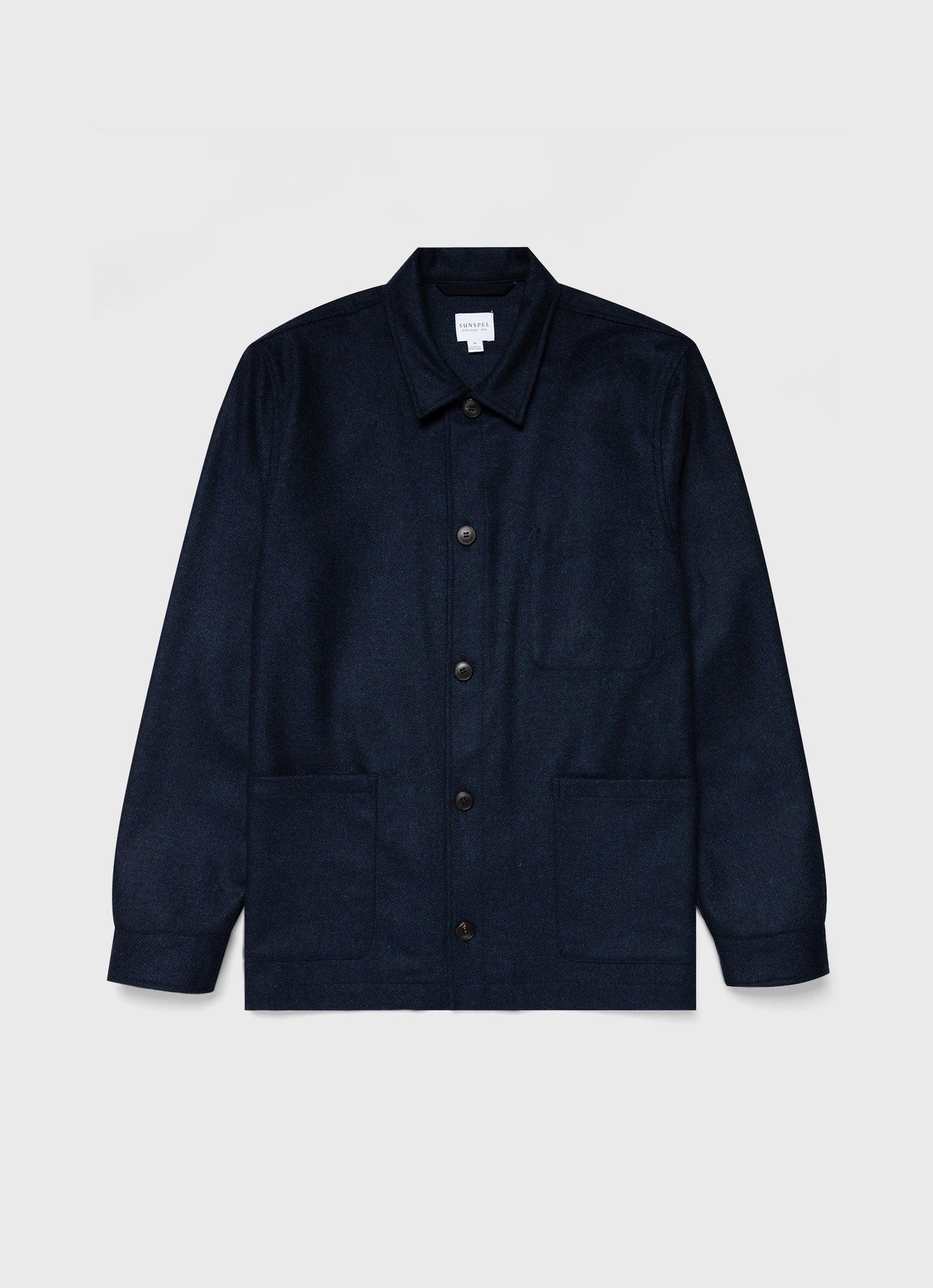Mens Wool Herringbone Twin Pocket Jacket In Light Navy Melange Mjac7065 Butm