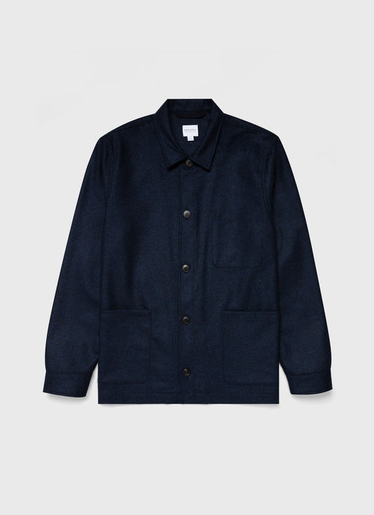 Mens Wool Herringbone Twin Pocket Jacket In Light Navy Melange Mjac7065 Butm