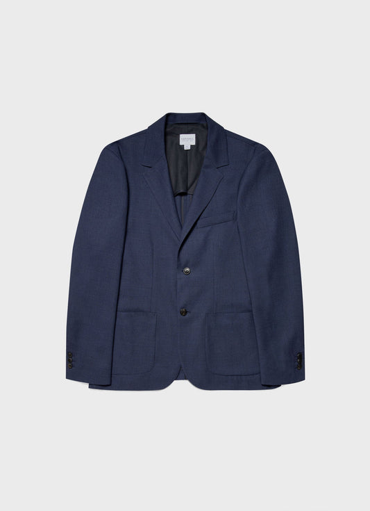 Men S Wool Blazer In Blue Melange Mjac7071 Buht